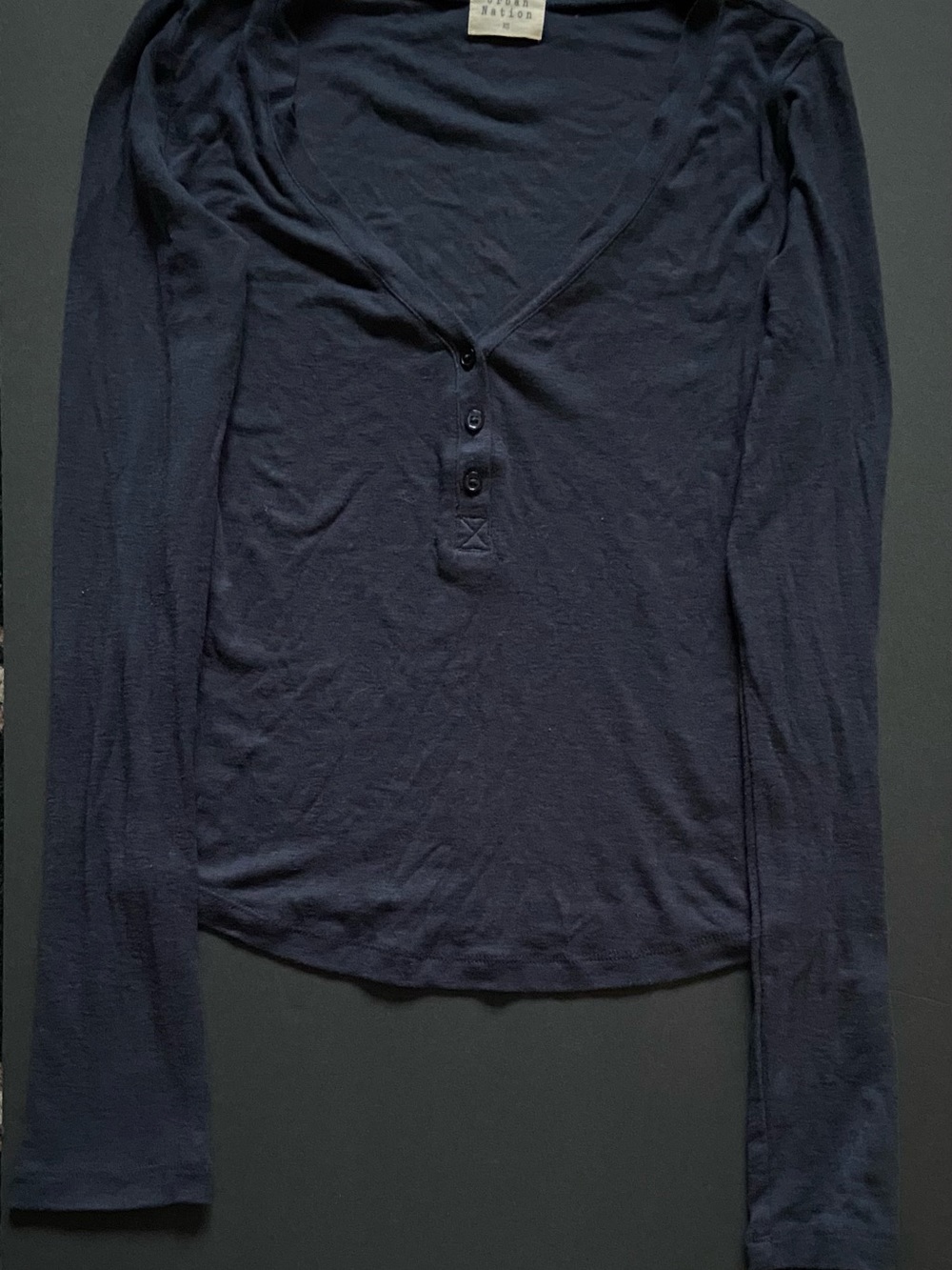 Urban Nation Navy Long-Sleeve Button Down Henley